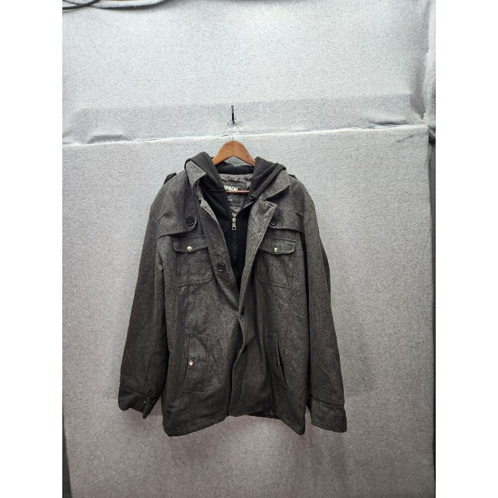 Carbon Mens X-Large Hooded Jacket Poly/Wool Blend‎ Charcoal Gray